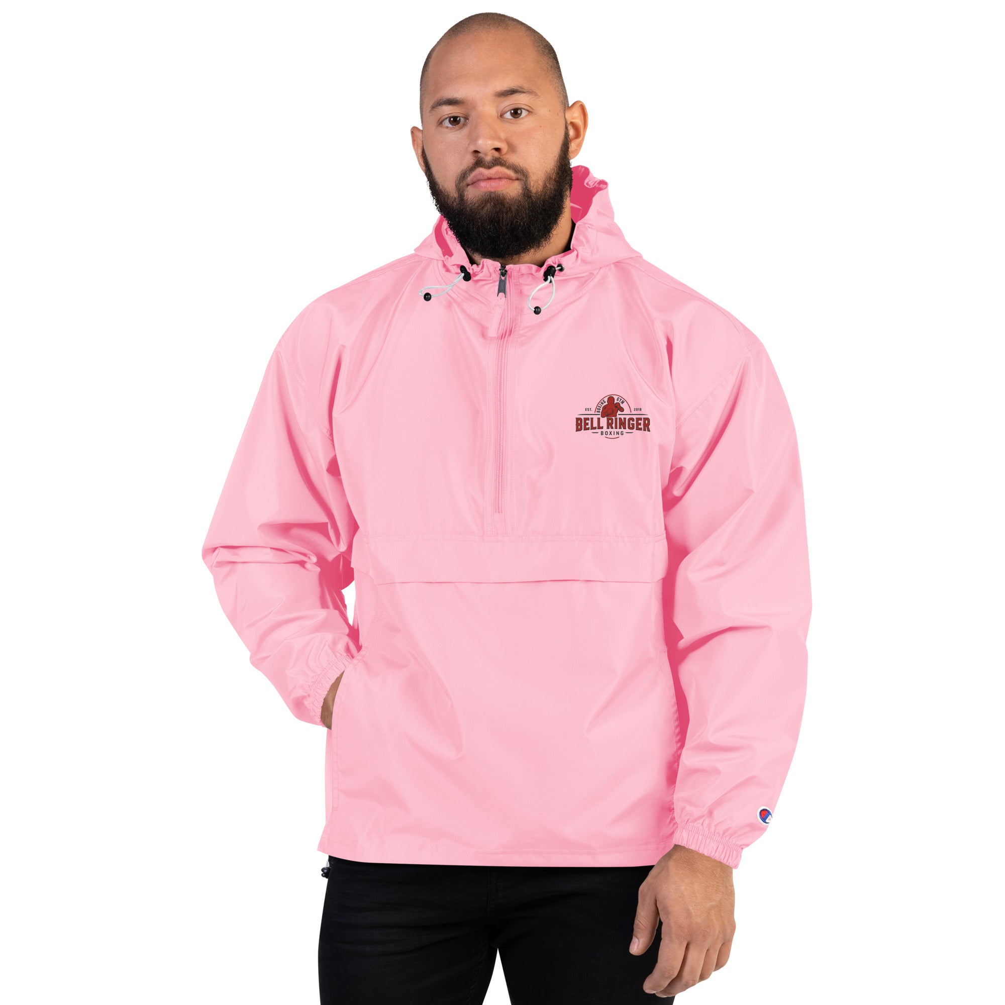 Bell Ringer Embroidered Champion Packable Jacket (red & black logo